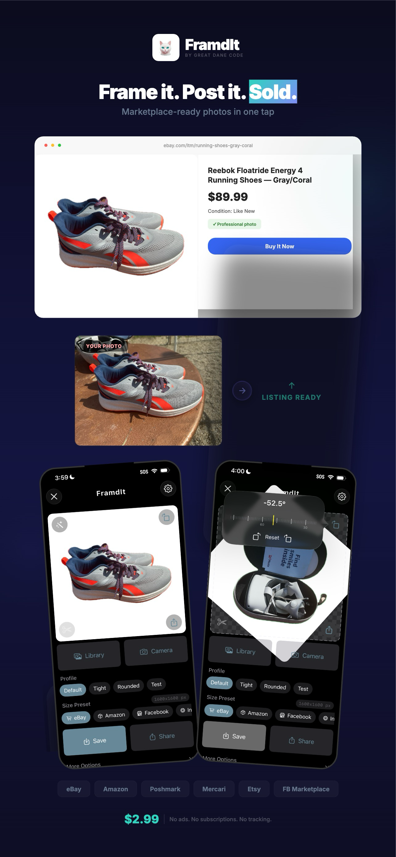 FramdIt — snap, frame, and list your products